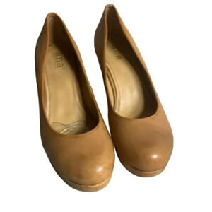 ana A New Approach Tan Wedge Heels‎ Round Toe Size 9 1/2